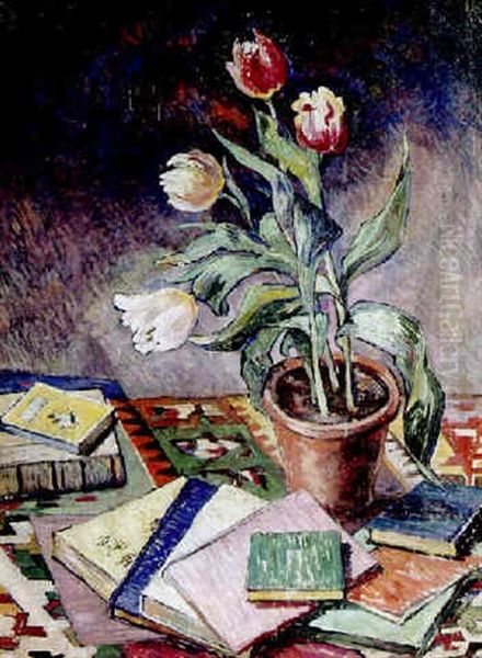 A Still Life With Flowers And Books - view 1