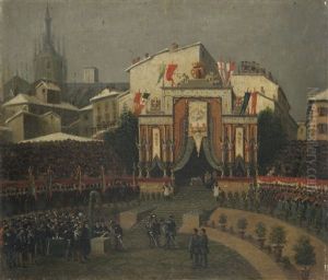 Posa Della Prima Pietra Della Galleria Vittorio Emanuele Ii A Milano, 7 Marzo by Vincenzo Poiret