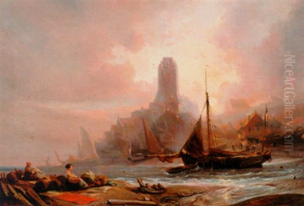 A Ship In A Normandy Bay In Rough Weather - view 1