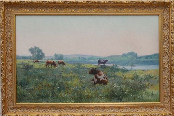 Vaches Au Pre, Devant L'etang - view 1
