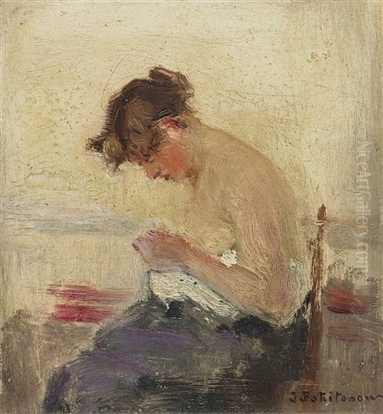 Woman Sewing - view 1