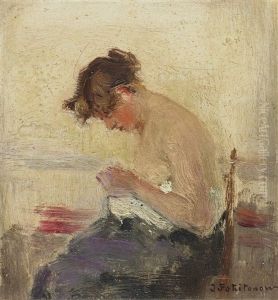 Woman Sewing by Ivan Pavlovich Pokhitonov