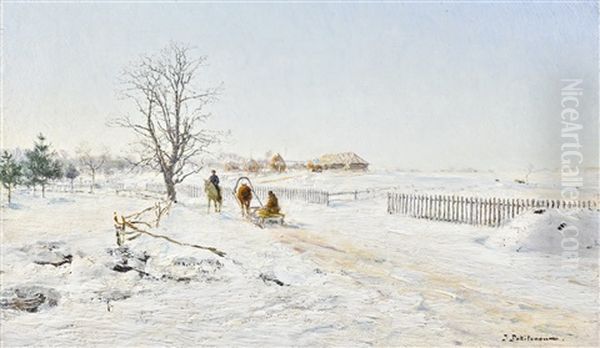 Sunlit Landscape In Winter, Zhabovshchizna - view 1