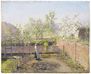 View From A Monastery - Cherries In Bloom by Ivan Pavlovich Pokhitonov