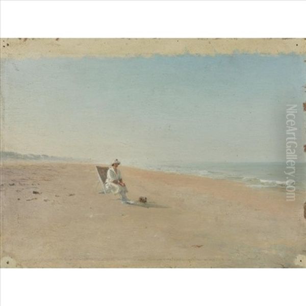 Woman In A Deckchair On The Beach - view 1