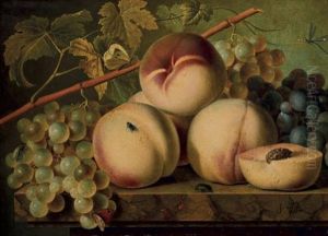 Peches Et Raisins Sur Entablement by Christiaen van Pol