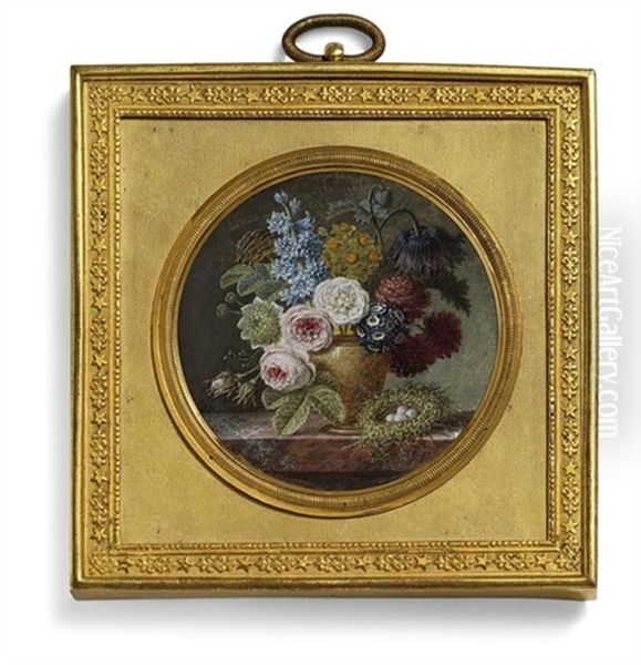 Still-life Of Flowers On A Stone Ledge - view 1