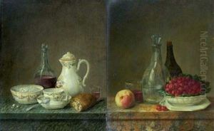 Nature Morte Au Service A The (+ Nature Morte A La Coupe De Cerises; Pair) by Christiaen van Pol