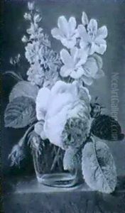 Bouquet De Fleurs Dans Un Vase De Cristal Pose Sur Un Entablement by Christiaen van Pol