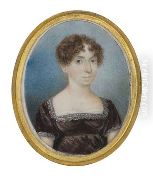A Young Lady, In Lace-bordered Brown Dress, Her Upswept Hair Dress In Curls - view 1