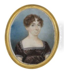 A Young Lady, In Lace-bordered Brown Dress, Her Upswept Hair Dress In Curls