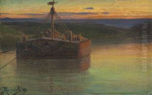Ferry At Sunset by Vasily Polenov