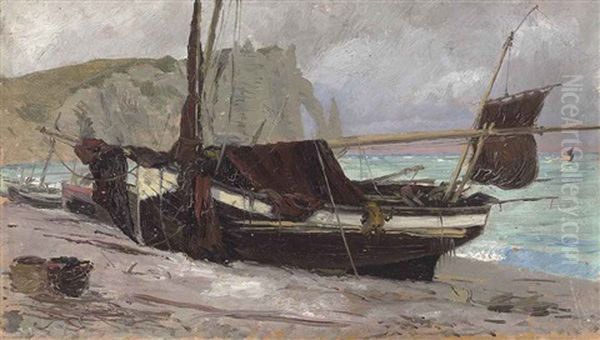 A Fishing Boat In Etretat, Normandy - view 1