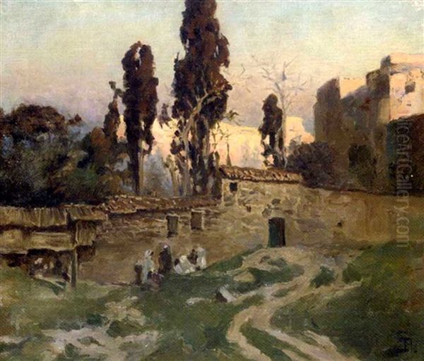 Middle Eastern Town At Sunset - view 1