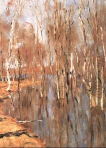 Birches In A Lake (study)