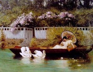 Jeune Femme Endormie Dans Une Barque