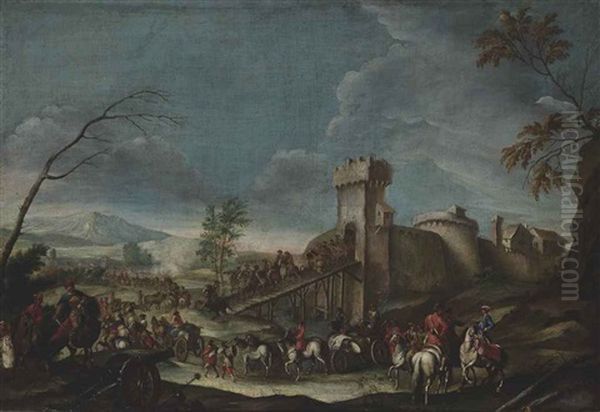 A Fortified Town With Austrian And Hungarian Horsemen In The Foreground - view 1
