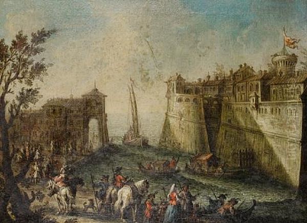 A Capriccio Of The Harbor At Livorno - view 1