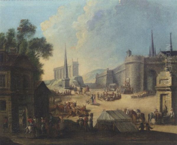 A Capriccio Scene With A Shop In The Foreground And A Market Before Town Halls - view 1