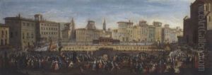 The Piazza Santa Croce Florence, Looking North, With The Festa Del Calcio The Piazza Santa Croce Florence, Looking North, With The Festa Del Calcio