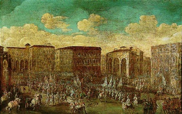A Military Parade In An Imaginary Italian Piazza - view 1
