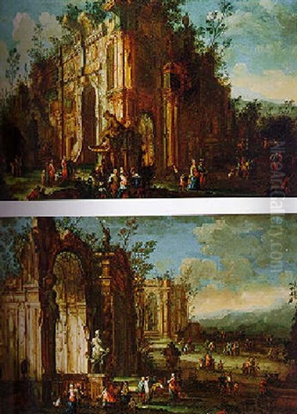 Elegant Figures By The Ruins Of Baroque Palaces - view 1