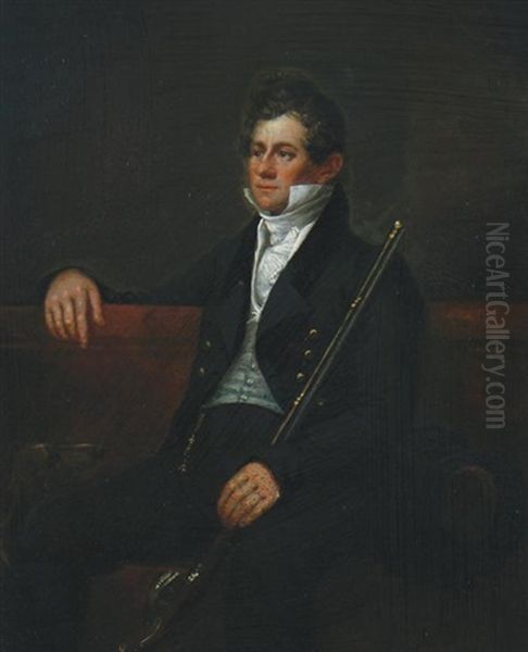 Portrait Of A Young Gentleman Holding A Rifle, With A Dog At His Feet - view 1