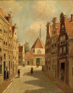 Hollandische Strasenszene Mit Kirchlein