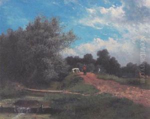 A Figure On A Road Near A River A Figure On A Road Near A River