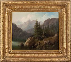 Sommertag Mit Einem Angler Am Gebirgssee by Eduard Boehm