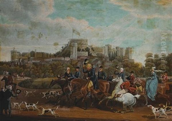 King George Iii Returning From The Hunt With Windsor Castle Beyond (+ King George Iii Hunting In Windsor Forest; Pair) - view 1