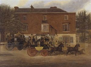 The Birmingham Tally-ho! Coaches Passing The Crown Inn At Holloway by James Pollard