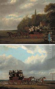 The Bedford To London Coach In An Extensive Landscape by James Pollard
