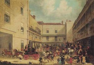 Royal Mails Preparing To Start For The West Of England In The Yard Of The Swan With Two Necks by James Pollard