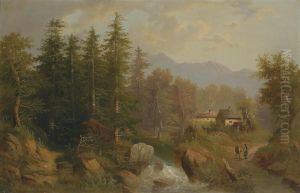 Circle Alpine Landscape With Astream by Eduard Boehm