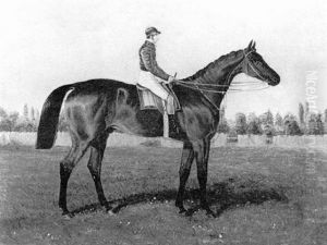 A Bay Racehorse With Jockey Up by James Pollard
