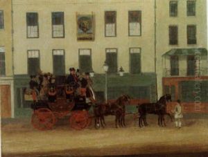 The Derby, Leicestershire And Manchester Coach At The Peacock, Islington by James Pollard