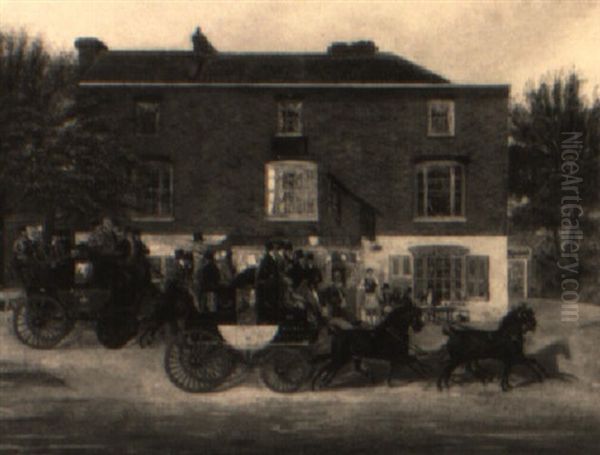 The Birmingham Tally-ho!  Coaches Passing The Crown At Holloway - view 1