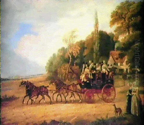 The Lawrence Commercial Oxford To London Coach, With A Distant View Of Oxford - view 1