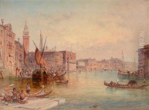Venetian Scene With Gondolas And Other Shipping