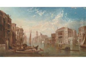 A View Of The Grand Canal With The Barbarigo Palace by Alfred Pollentine