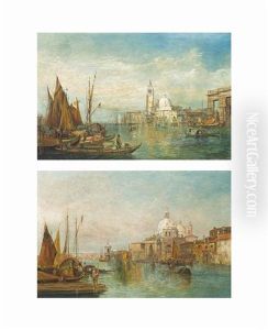 Santa Maria Della Salute, Venice; And The Dogana, Venice (pair) by Alfred Pollentine