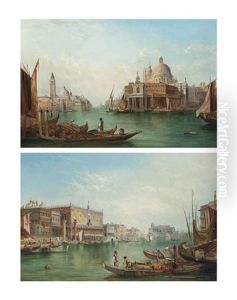 The Dogana And The Ducal Palace, Venice (pair) by Alfred Pollentine