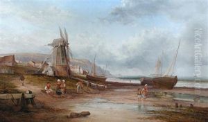 Children On A Beach By A Windmill Children On A Beach By A Windmill