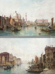 A View Of The Dogana And St Mark's Square (+ A View Of The Grand Canal; Pair)
