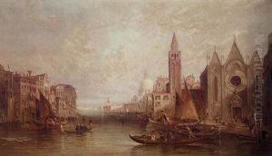 The Grand Canal Looking Towards Santa Maria Del'salute, Venice by Alfred Pollentine