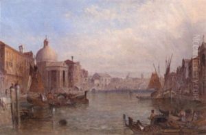A View On The Grand Canal Near San Simeone Piccolo, Venice by Alfred Pollentine