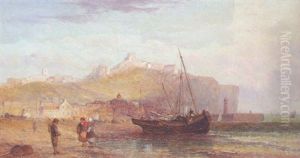 Fisherfolk On The Beach, Scarborough by Alfred Pollentine