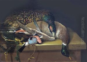 Stillleben Mit Erlegten Enten Und Jagd-utensilien Stillleben Mit Erlegten Enten Und Jagd-utensilien