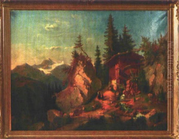 Wassermuhle Im Hochgebirge Mit Enten Am Bach - view 1
